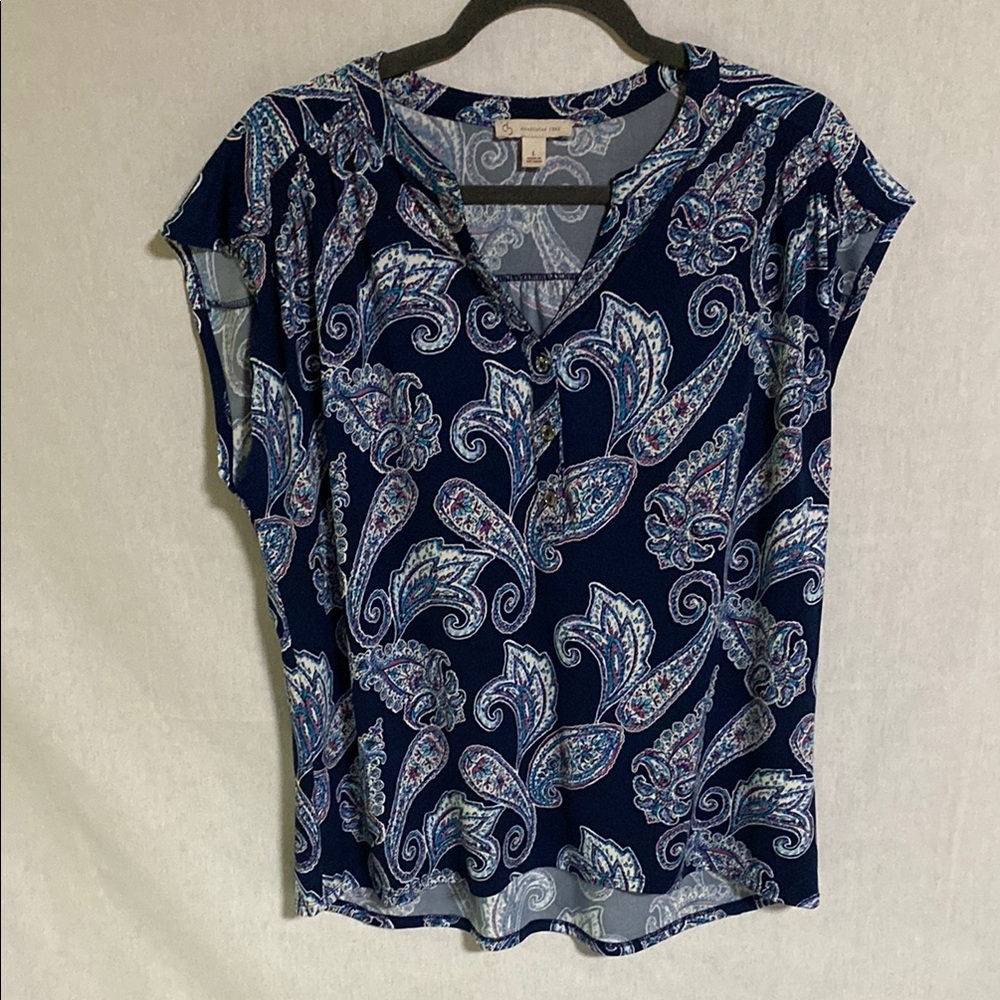 Paisley Print Blue Top Large Good condition